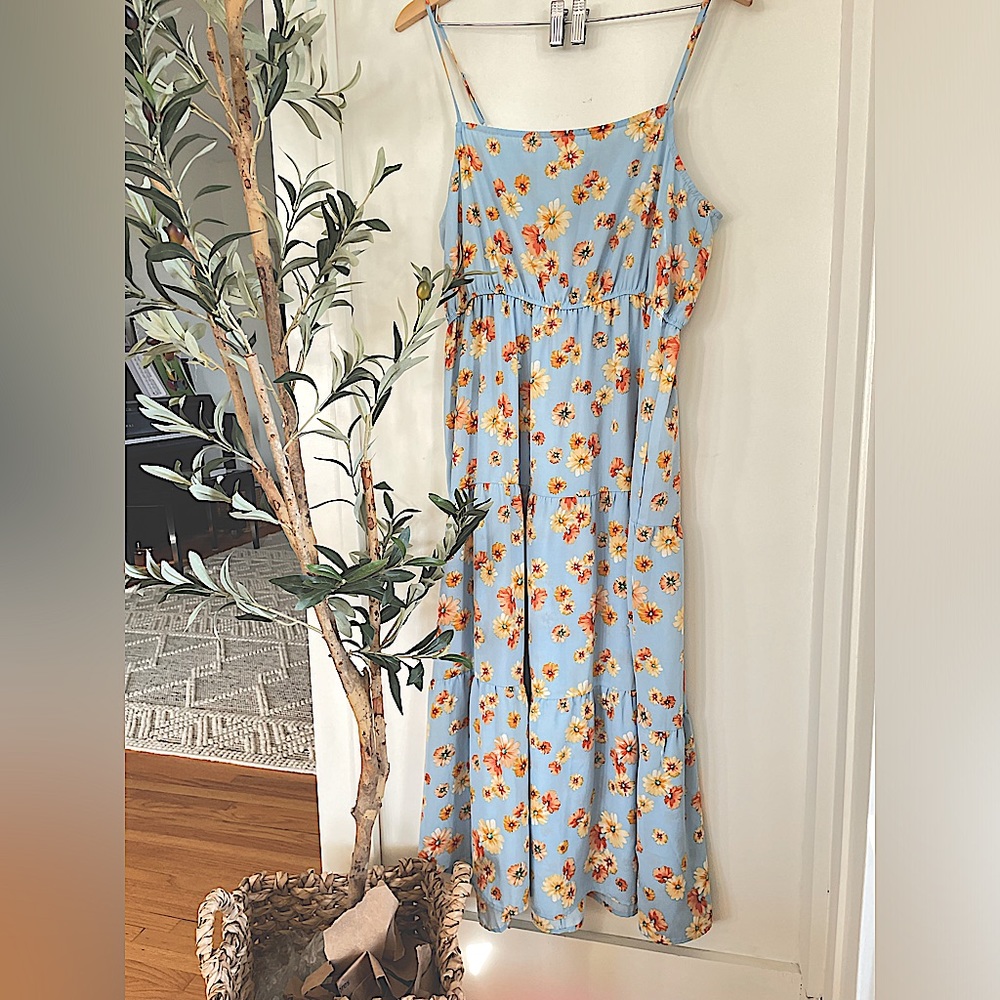 SADIE & SAGE Maxi Floral Boho Cottagecore Spaghetti Strap Dress Women XL